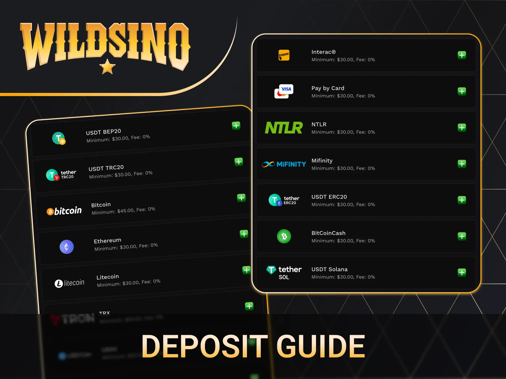 Fund your Wildsino balance securely using convenient Canada payment methods.