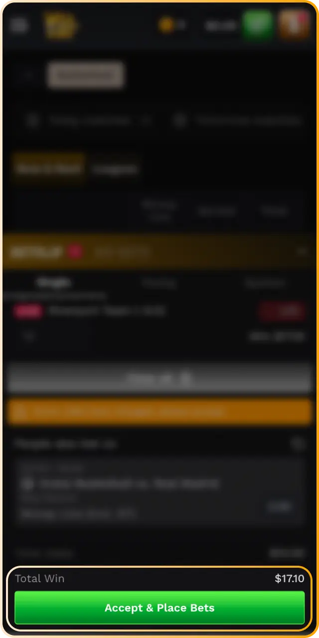 Confirm your final Bet and track results live on Wildsino.