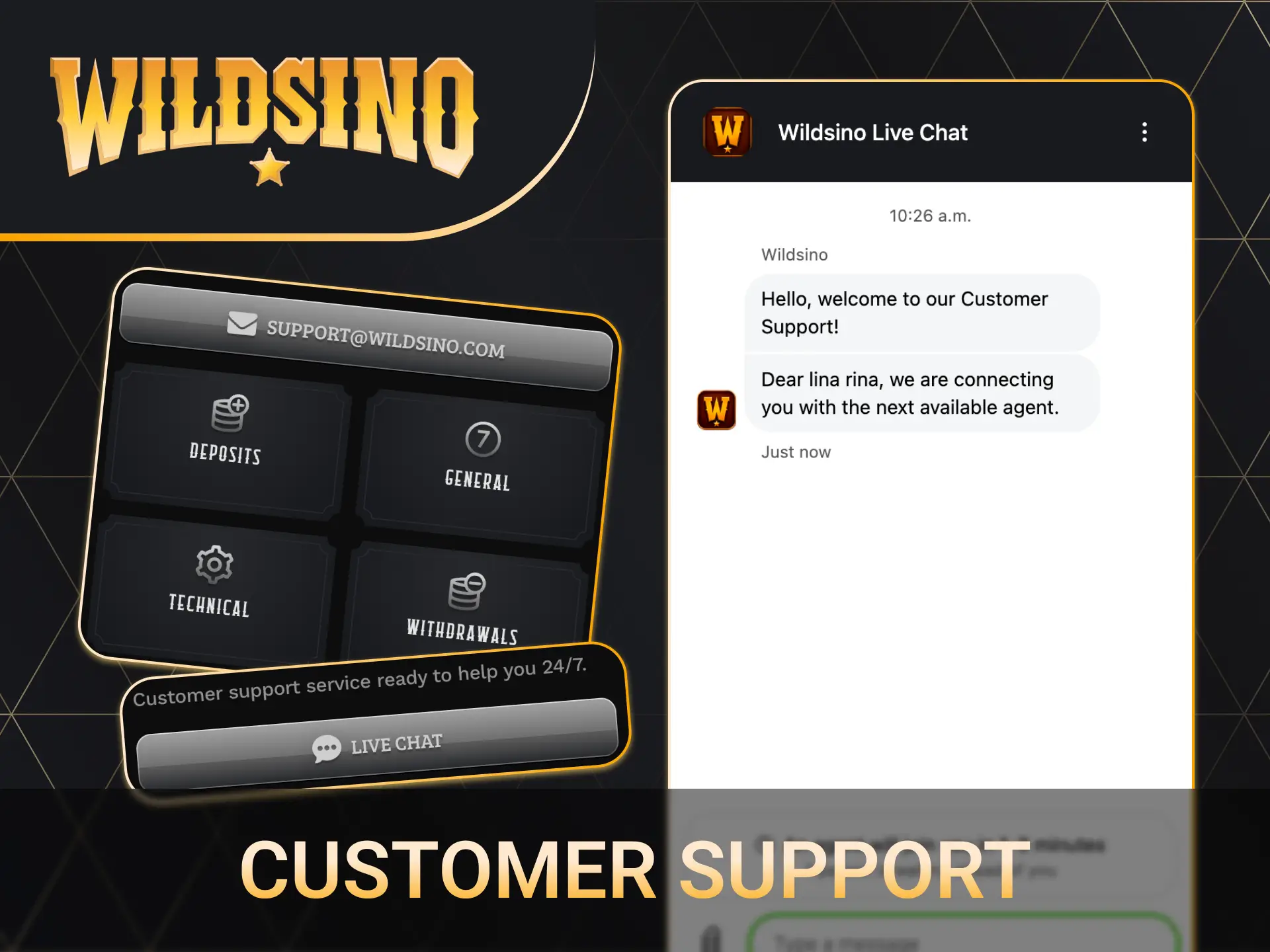 Contact professional Wildsino customer support for fast help anytime.